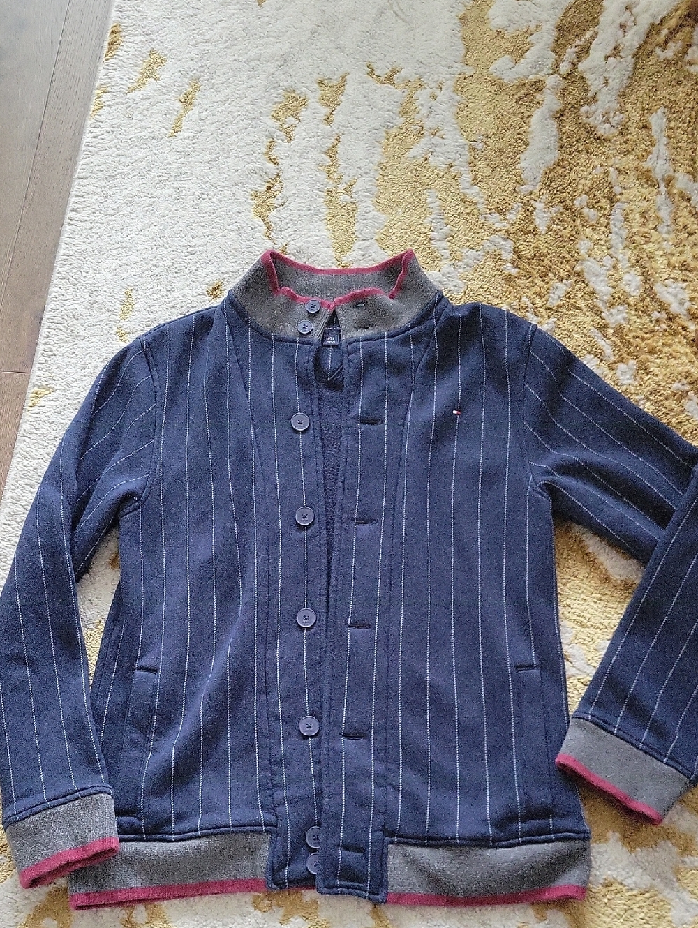 Tommy Hilfiger Navy Sweatshirt with Pink and Green Trim